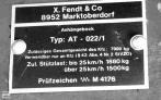 Fendt 305 Anhaengerbock Typenschild